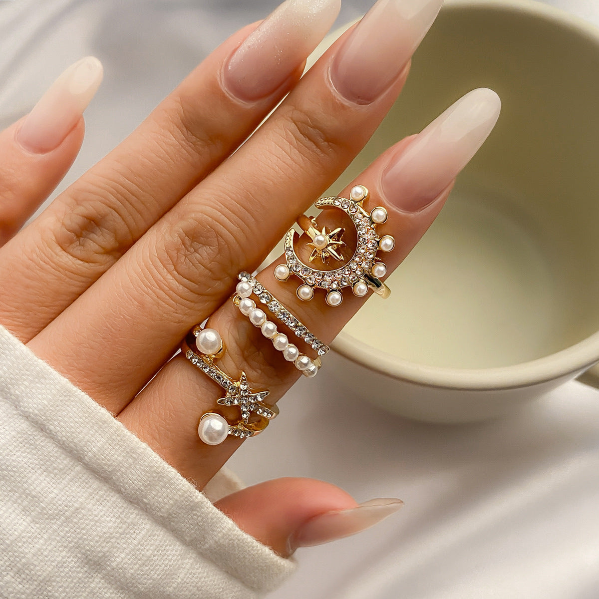 Wholesale Alloy Xingyue Diamond Open Joint Ring Set